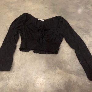 Hollister black long sleeve crop top